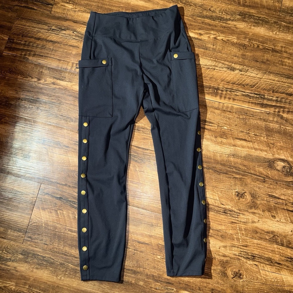 Halara Black Side Faux Buttons Leggings Athletic Women's Medium